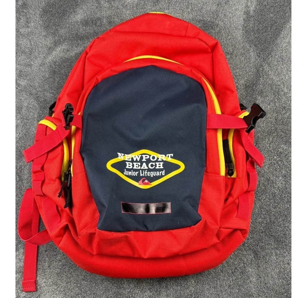 Quiksilver Newport Beach Junior Lifeguard Surf‎ Beach School Backpack Red Yellow